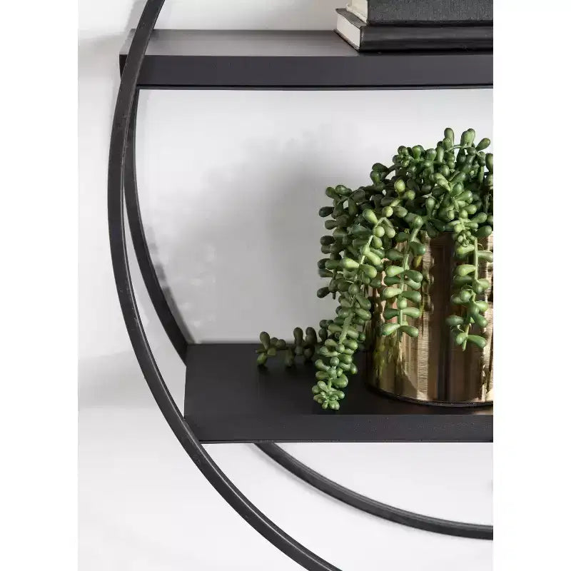Étagère murale ronde 24 po en bois de séquoia et métal – Kate & Laurel All Things Decor
