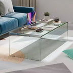 Costway Table Basse en Verre Trempé Table d'Appoint de Cocktail Meuble de Salon