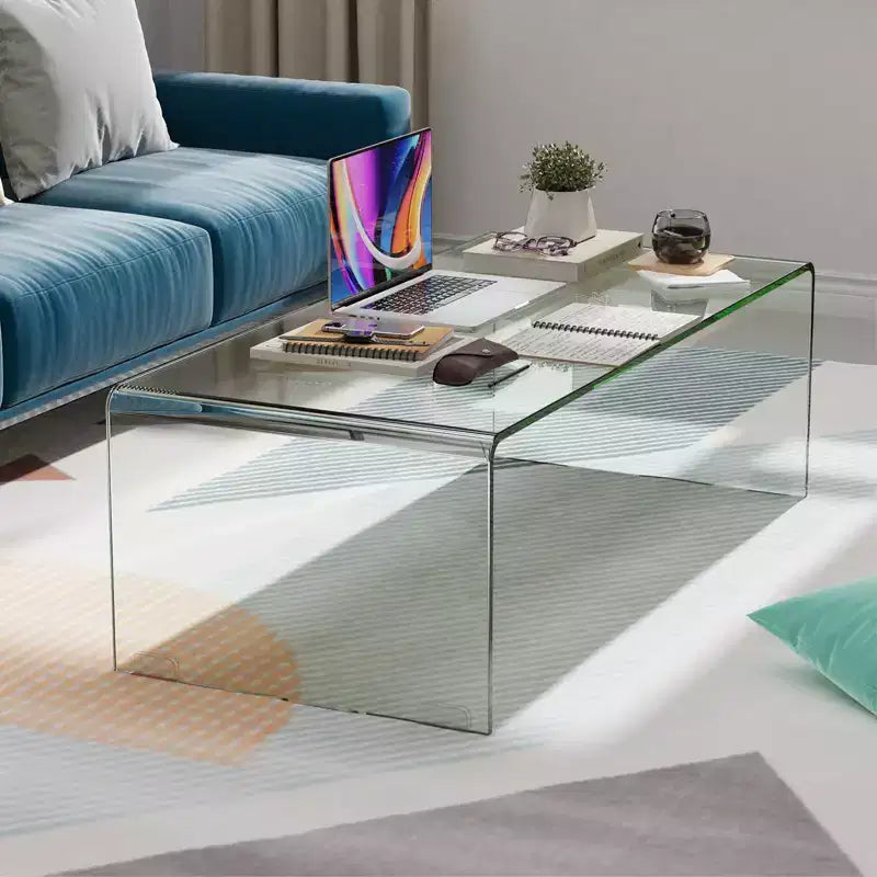 Costway Table Basse en Verre Trempé Table d'Appoint de Cocktail Meuble de Salon
