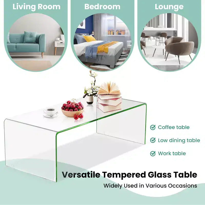 Costway Table Basse en Verre Trempé Table d'Appoint de Cocktail Meuble de Salon