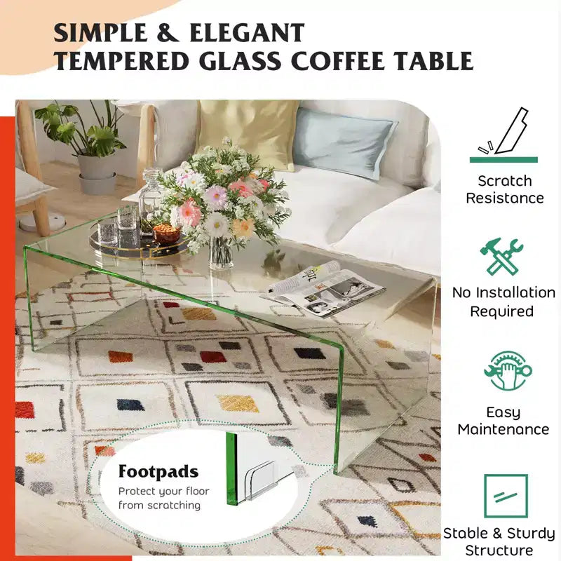 Costway Table Basse en Verre Trempé Table d'Appoint de Cocktail Meuble de Salon