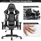Chaise de Massage et de Gaming Inclinable et Pivotante Costway avec Soutien Lombaire Blanche\Bleue\Grise\Rouge