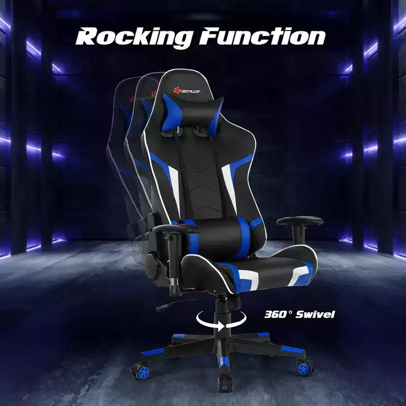 Chaise de Massage et de Gaming Inclinable et Pivotante Costway avec Soutien Lombaire Blanche\Bleue\Grise\Rouge