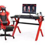 Bureau de jeu Costway avec rangement pour manettes et casque, tapis de souris et porte-gobelet