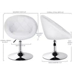 Costway Fauteuil pivotant rond réglable 1 PC en similicuir blanc avec dossier capitonné