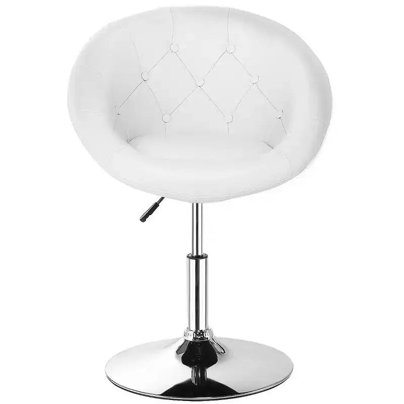Costway Fauteuil pivotant rond réglable 1 PC en similicuir blanc avec dossier capitonné