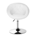 Costway Fauteuil pivotant rond réglable 1 PC en similicuir blanc avec dossier capitonné