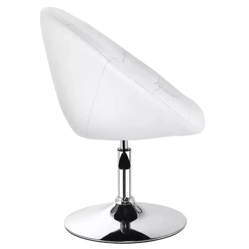 Costway Fauteuil pivotant rond réglable 1 PC en similicuir blanc avec dossier capitonné