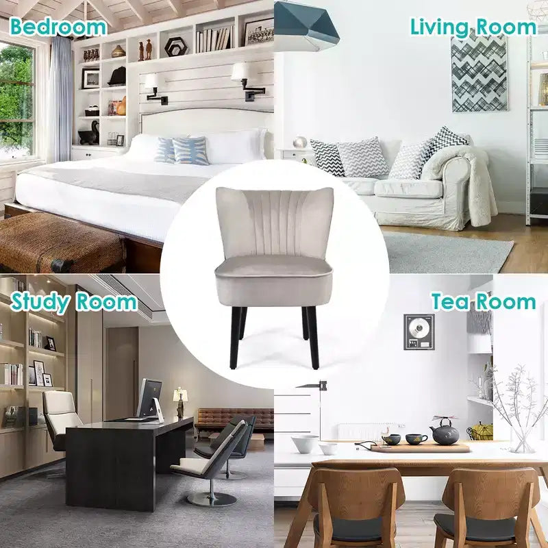 Costway Lot de 2 chaises d'appoint sans accoudoirs, chaise de loisirs rembourrée, fauteuil simple, turquoise/gris pierre/gris foncé
