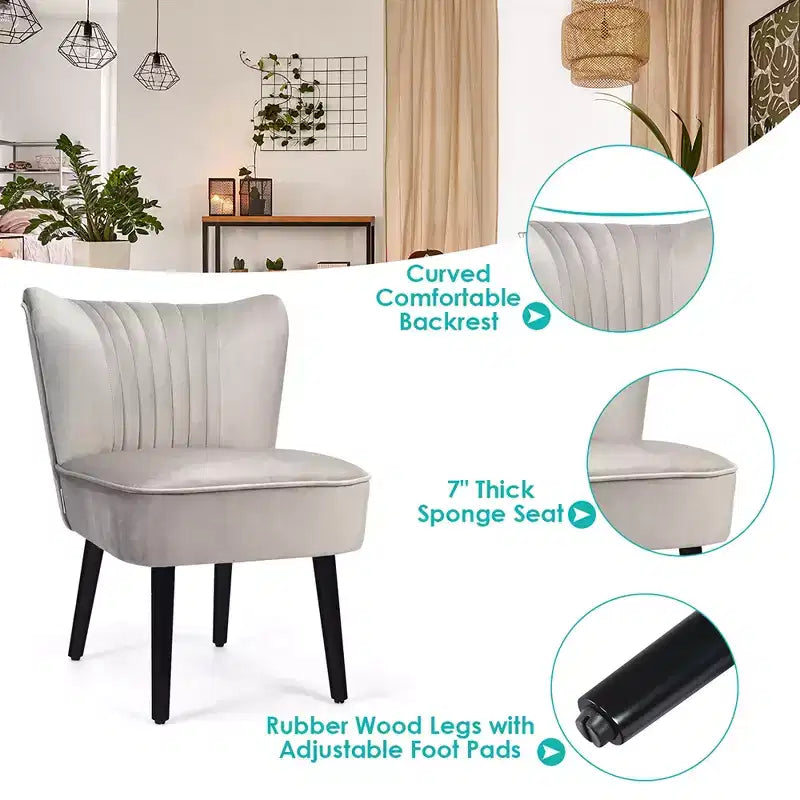 Costway Lot de 2 chaises d'appoint sans accoudoirs, chaise de loisirs rembourrée, fauteuil simple, turquoise/gris pierre/gris foncé