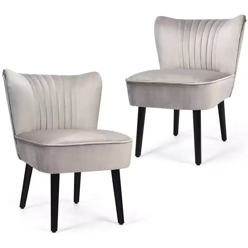 Costway Lot de 2 chaises d'appoint sans accoudoirs, chaise de loisirs rembourrée, fauteuil simple, turquoise/gris pierre/gris foncé