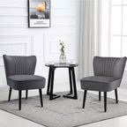 Costway Lot de 2 chaises d'appoint sans accoudoirs, chaise de loisirs rembourrée, fauteuil simple, turquoise/gris pierre/gris foncé