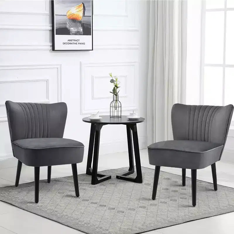Costway Lot de 2 chaises d'appoint sans accoudoirs, chaise de loisirs rembourrée, fauteuil simple, turquoise/gris pierre/gris foncé