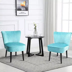 Costway Lot de 2 chaises d'appoint sans accoudoirs, chaise de loisirs rembourrée, fauteuil simple, turquoise/gris pierre/gris foncé