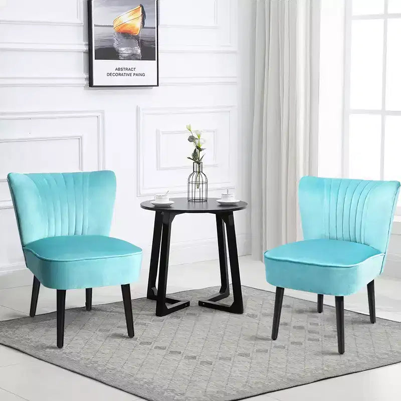 Costway Lot de 2 chaises d'appoint sans accoudoirs, chaise de loisirs rembourrée, fauteuil simple, turquoise/gris pierre/gris foncé