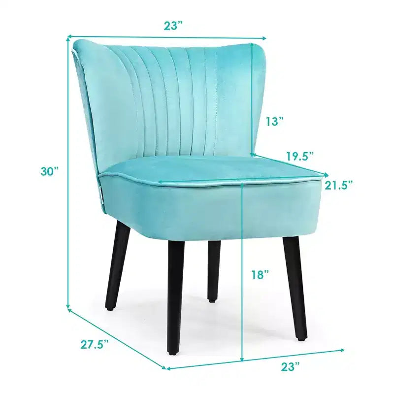 Costway Lot de 2 chaises d'appoint sans accoudoirs, chaise de loisirs rembourrée, fauteuil simple, turquoise/gris pierre/gris foncé