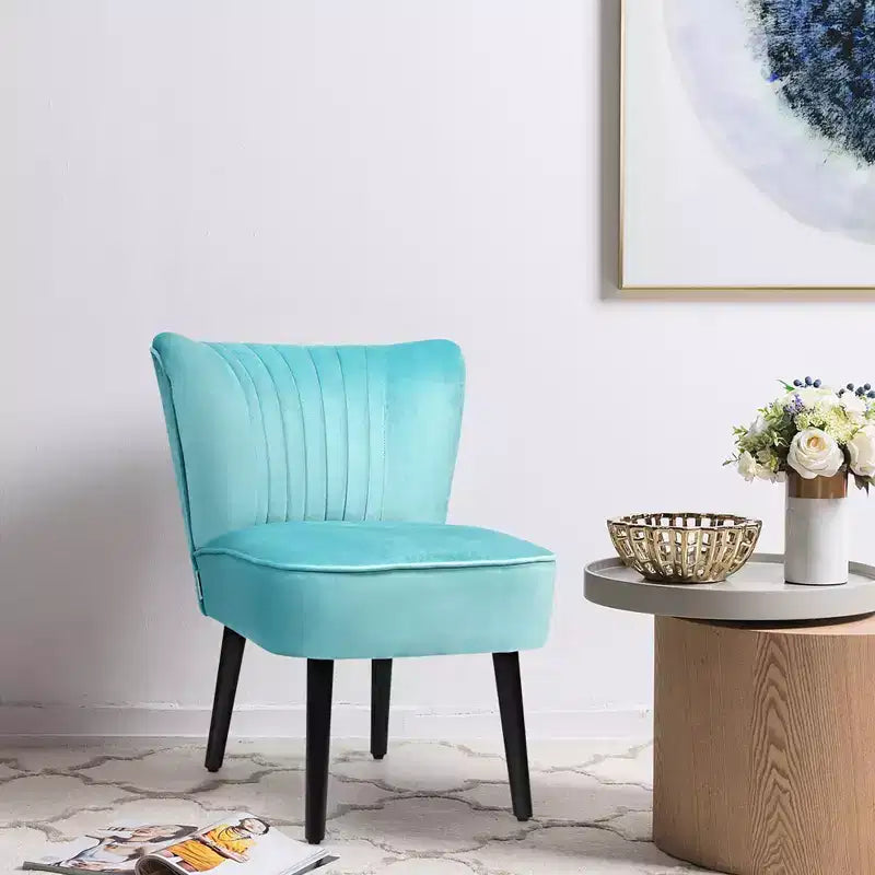 Costway Lot de 2 chaises d'appoint sans accoudoirs, chaise de loisirs rembourrée, fauteuil simple, turquoise/gris pierre/gris foncé
