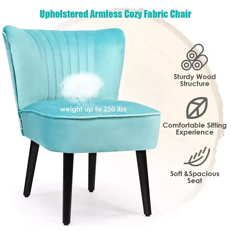 Costway Lot de 2 chaises d'appoint sans accoudoirs, chaise de loisirs rembourrée, fauteuil simple, turquoise/gris pierre/gris foncé