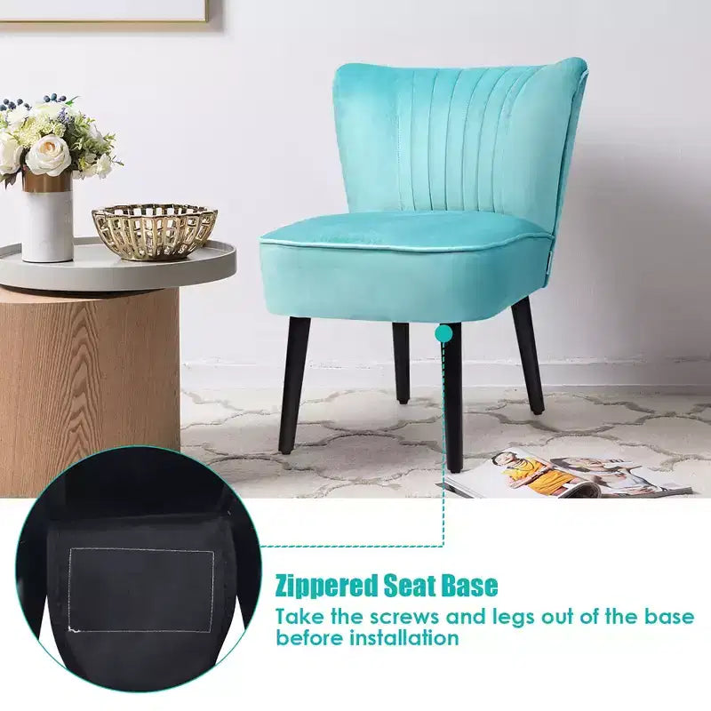 Costway Lot de 2 chaises d'appoint sans accoudoirs, chaise de loisirs rembourrée, fauteuil simple, turquoise/gris pierre/gris foncé