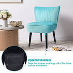 Costway Lot de 2 chaises d'appoint sans accoudoirs, chaise de loisirs rembourrée, fauteuil simple, turquoise/gris pierre/gris foncé