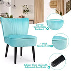 Costway Lot de 2 chaises d'appoint sans accoudoirs, chaise de loisirs rembourrée, fauteuil simple, turquoise/gris pierre/gris foncé