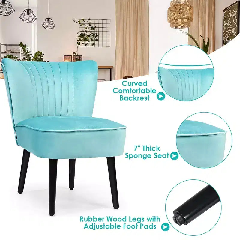 Costway Lot de 2 chaises d'appoint sans accoudoirs, chaise de loisirs rembourrée, fauteuil simple, turquoise/gris pierre/gris foncé