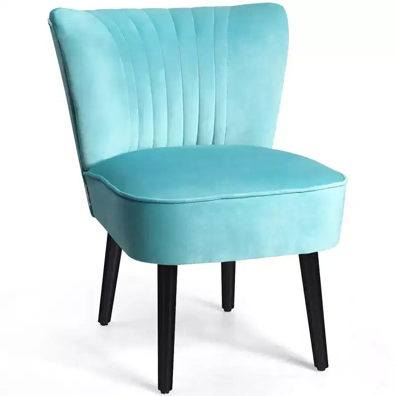Costway Lot de 2 chaises d'appoint sans accoudoirs, chaise de loisirs rembourrée, fauteuil simple, turquoise/gris pierre/gris foncé