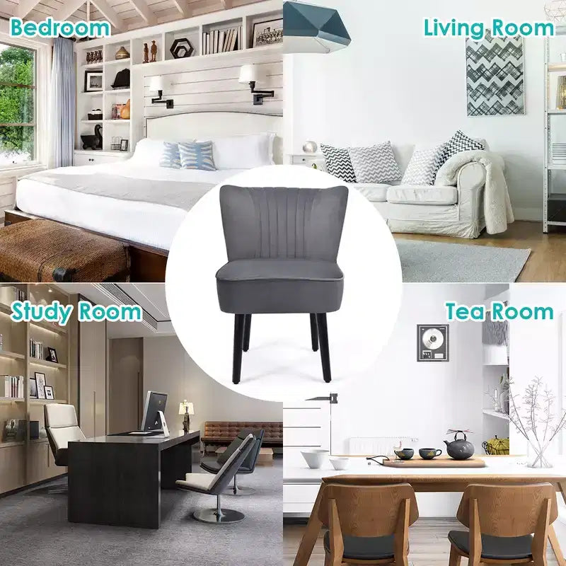 Costway Lot de 2 chaises d'appoint sans accoudoirs, chaise de loisirs rembourrée, fauteuil simple, turquoise/gris pierre/gris foncé
