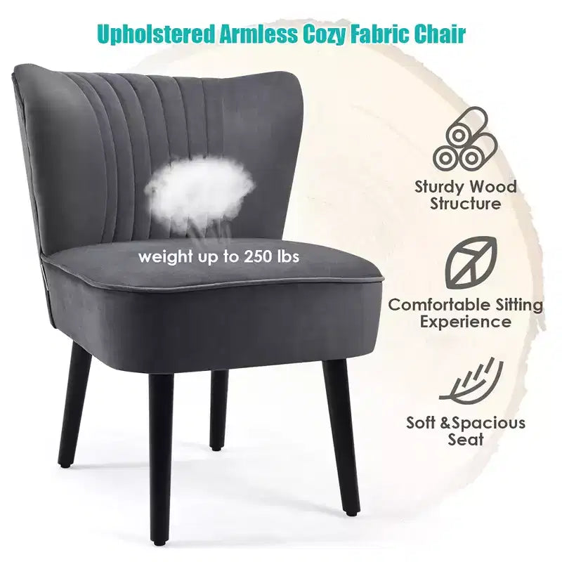 Costway Lot de 2 chaises d'appoint sans accoudoirs, chaise de loisirs rembourrée, fauteuil simple, turquoise/gris pierre/gris foncé