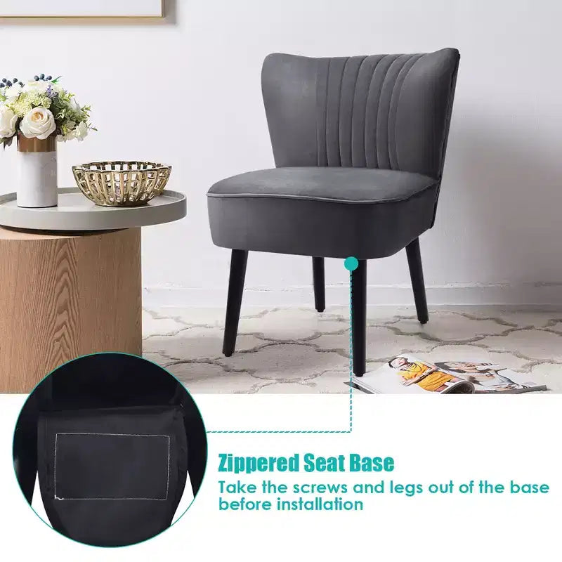 Costway Lot de 2 chaises d'appoint sans accoudoirs, chaise de loisirs rembourrée, fauteuil simple, turquoise/gris pierre/gris foncé