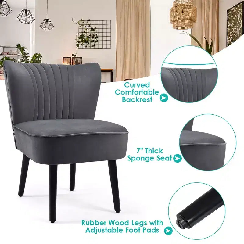 Costway Lot de 2 chaises d'appoint sans accoudoirs, chaise de loisirs rembourrée, fauteuil simple, turquoise/gris pierre/gris foncé