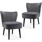 Costway Lot de 2 chaises d'appoint sans accoudoirs, chaise de loisirs rembourrée, fauteuil simple, turquoise/gris pierre/gris foncé