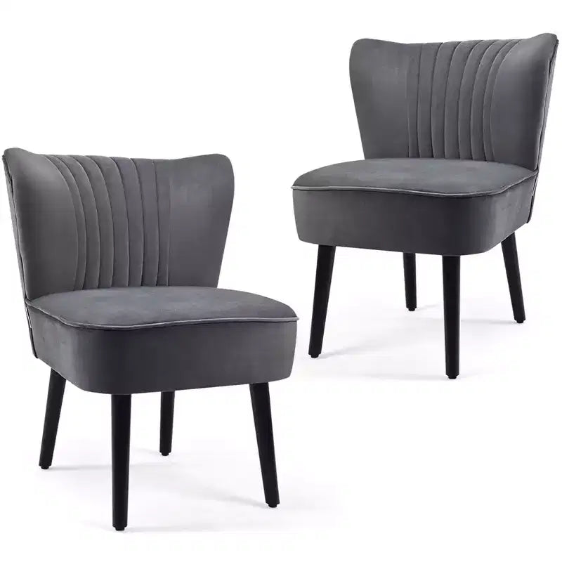 Costway Lot de 2 chaises d'appoint sans accoudoirs, chaise de loisirs rembourrée, fauteuil simple, turquoise/gris pierre/gris foncé