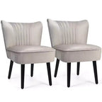 Costway Lot de 2 chaises d'appoint sans accoudoirs, chaise de loisirs rembourrée, fauteuil simple, turquoise/gris pierre/gris foncé