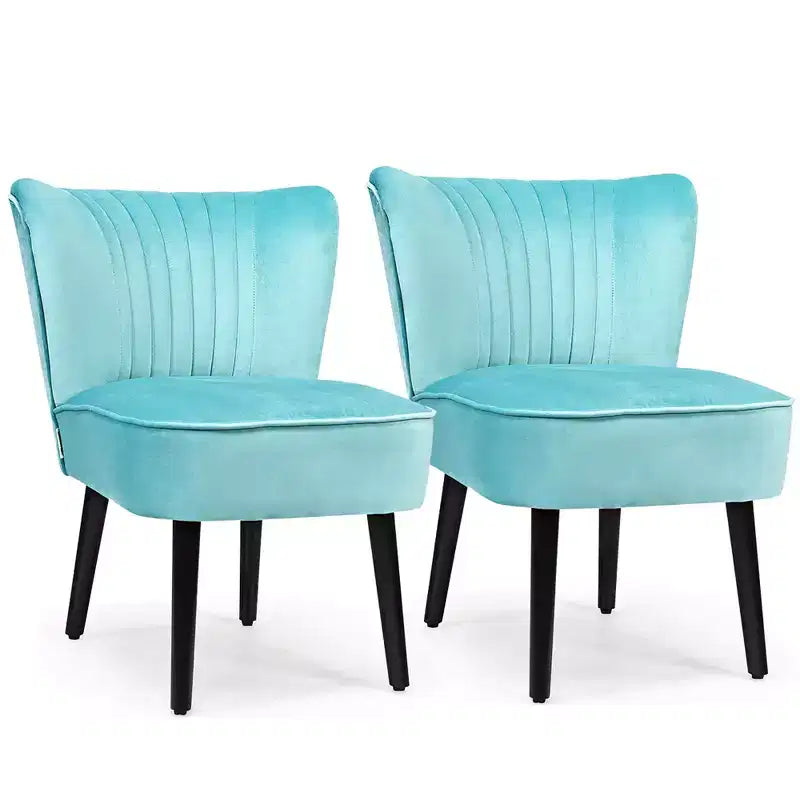 Costway Lot de 2 chaises d'appoint sans accoudoirs, chaise de loisirs rembourrée, fauteuil simple, turquoise/gris pierre/gris foncé