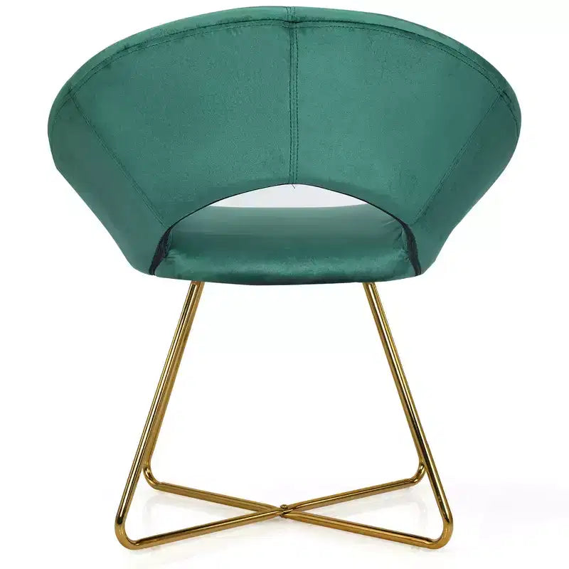 Costway Fauteuil d'appoint moderne en velours, chaise de coiffeuse rembourrée avec pied en métal doré Rose/Vert foncé/Gris