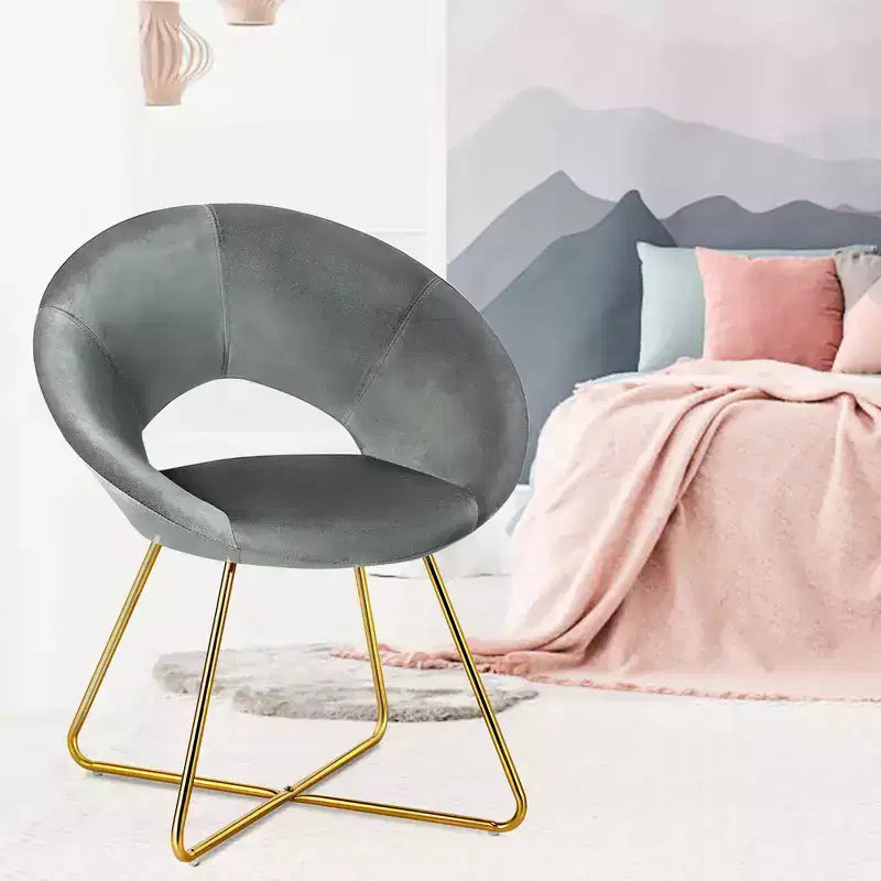 Costway Fauteuil d'appoint moderne en velours, chaise de coiffeuse rembourrée avec pied en métal doré Rose/Vert foncé/Gris