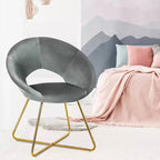 Costway Fauteuil d'appoint moderne en velours, chaise de coiffeuse rembourrée avec pied en métal doré Rose/Vert foncé/Gris
