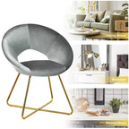 Costway Fauteuil d'appoint moderne en velours, chaise de coiffeuse rembourrée avec pied en métal doré Rose/Vert foncé/Gris