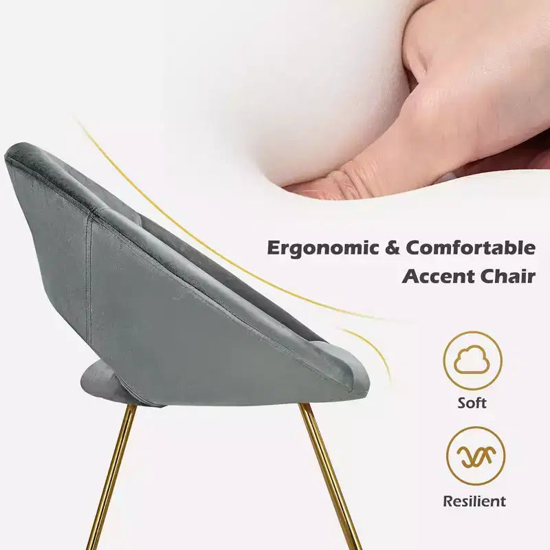 Costway Fauteuil d'appoint moderne en velours, chaise de coiffeuse rembourrée avec pied en métal doré Rose/Vert foncé/Gris
