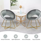 Costway Fauteuil d'appoint moderne en velours, chaise de coiffeuse rembourrée avec pied en métal doré Rose/Vert foncé/Gris