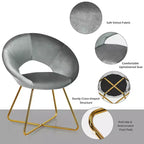 Costway Fauteuil d'appoint moderne en velours, chaise de coiffeuse rembourrée avec pied en métal doré Rose/Vert foncé/Gris