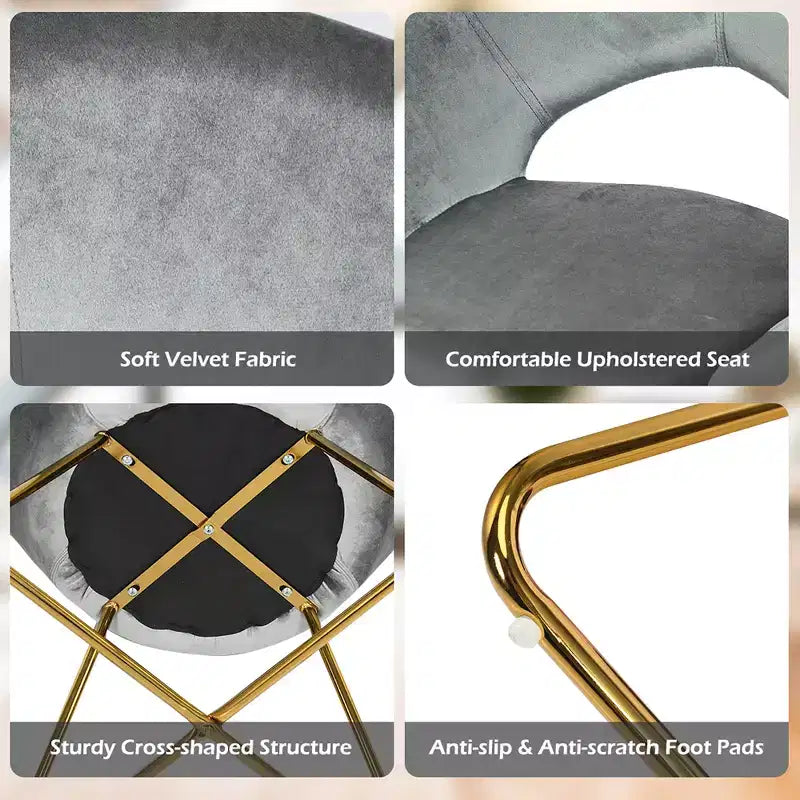 Costway Fauteuil d'appoint moderne en velours, chaise de coiffeuse rembourrée avec pied en métal doré Rose/Vert foncé/Gris