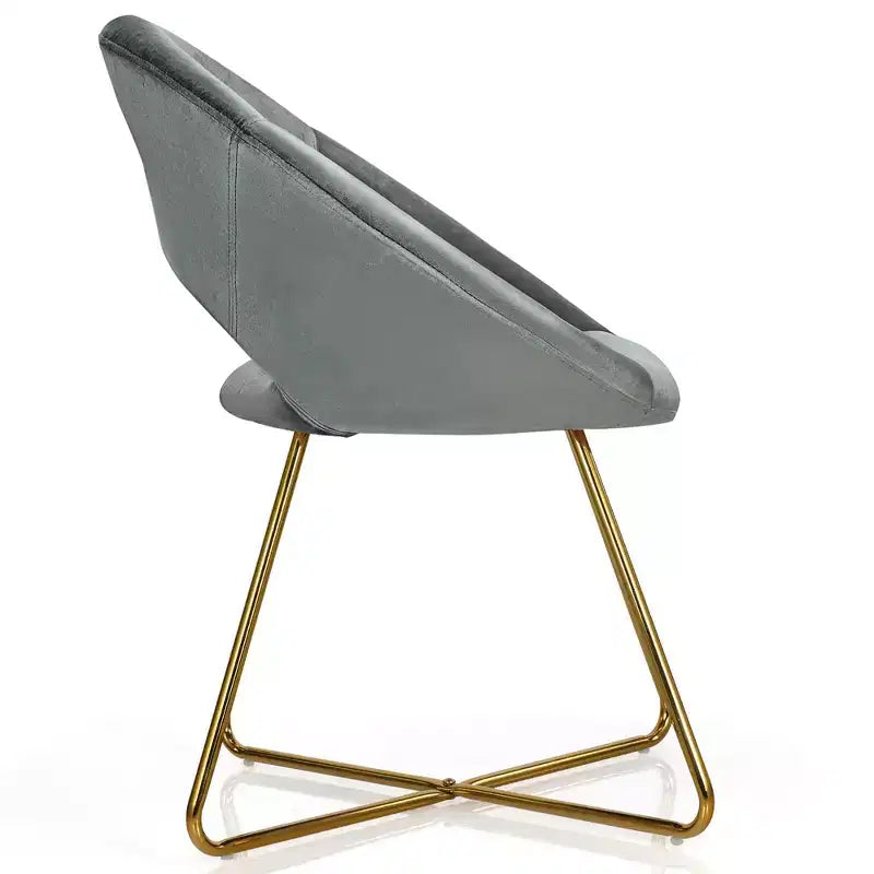 Costway Fauteuil d'appoint moderne en velours, chaise de coiffeuse rembourrée avec pied en métal doré Rose/Vert foncé/Gris