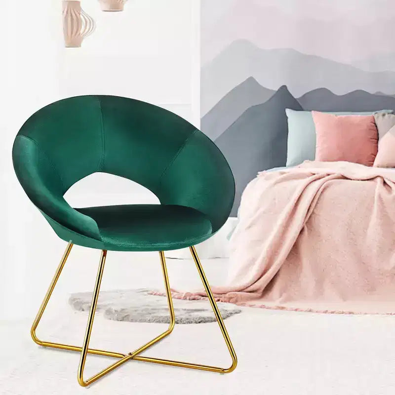 Costway Fauteuil d'appoint moderne en velours, chaise de coiffeuse rembourrée avec pied en métal doré Rose/Vert foncé/Gris