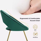 Costway Fauteuil d'appoint moderne en velours, chaise de coiffeuse rembourrée avec pied en métal doré Rose/Vert foncé/Gris