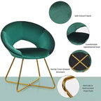 Costway Fauteuil d'appoint moderne en velours, chaise de coiffeuse rembourrée avec pied en métal doré Rose/Vert foncé/Gris
