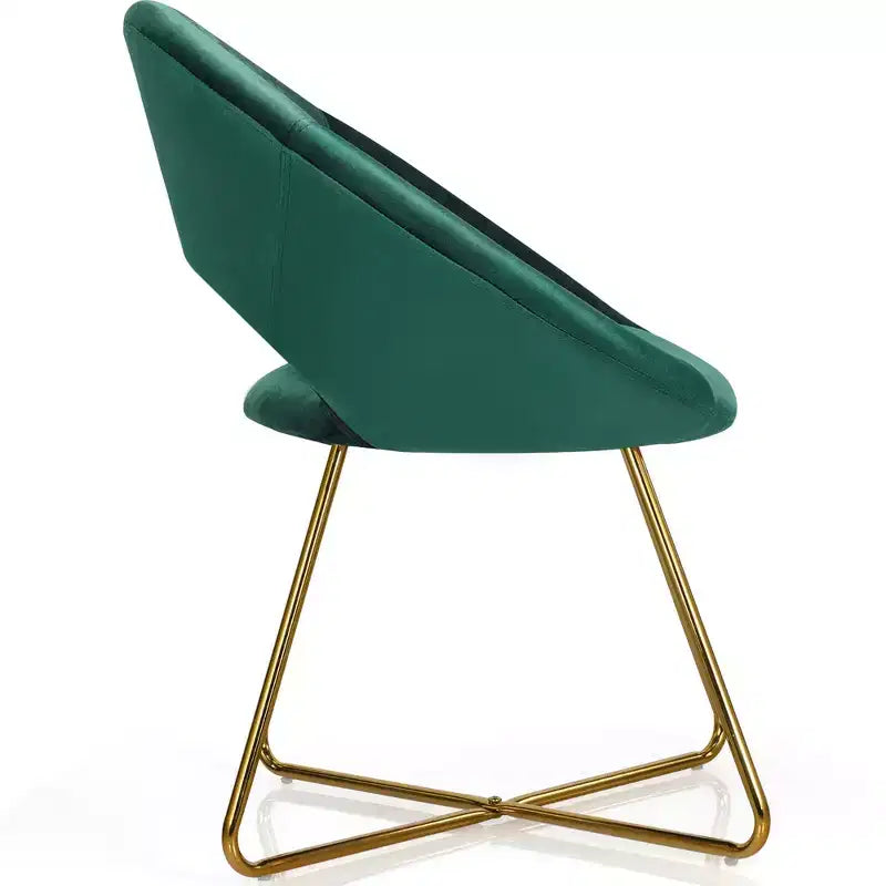 Costway Fauteuil d'appoint moderne en velours, chaise de coiffeuse rembourrée avec pied en métal doré Rose/Vert foncé/Gris