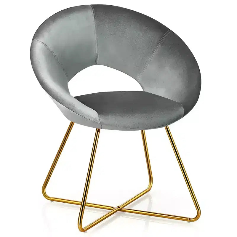 Costway Fauteuil d'appoint moderne en velours, chaise de coiffeuse rembourrée avec pied en métal doré Rose/Vert foncé/Gris
