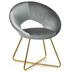 Costway Fauteuil d'appoint moderne en velours, chaise de coiffeuse rembourrée avec pied en métal doré Rose/Vert foncé/Gris